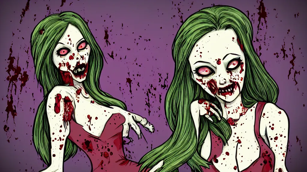 Image similar to beautiful zombie girl in the style of Peter Driben