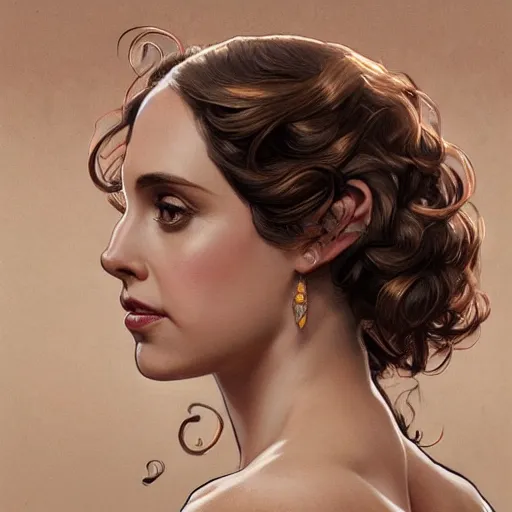 Prompt: ultra realistic illustration, alison brie wearing a curly english mustache, intricate, elegant, highly detailed, digital painting, artstation, concept art, smooth, sharp focus, illustration, art by artgerm and greg rutkowski and alphonse mucha