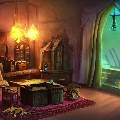 Prompt: witch's apartment, fantasy, 4K