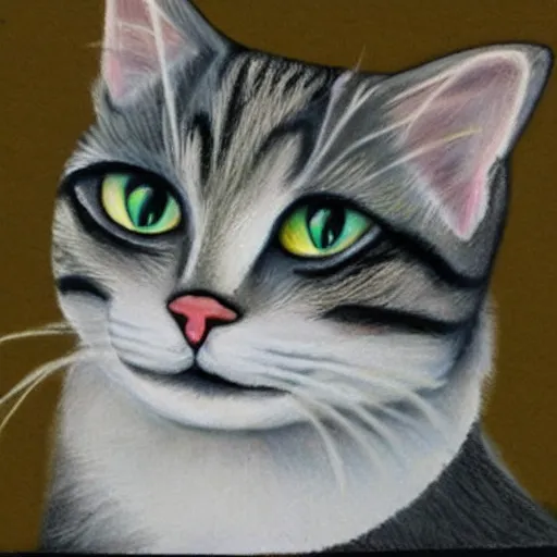 Image similar to a friendly cat acrilic drawing