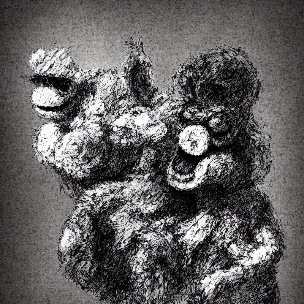 Prompt: cookie monster by piranesi, composition, cinematic, rule, grid