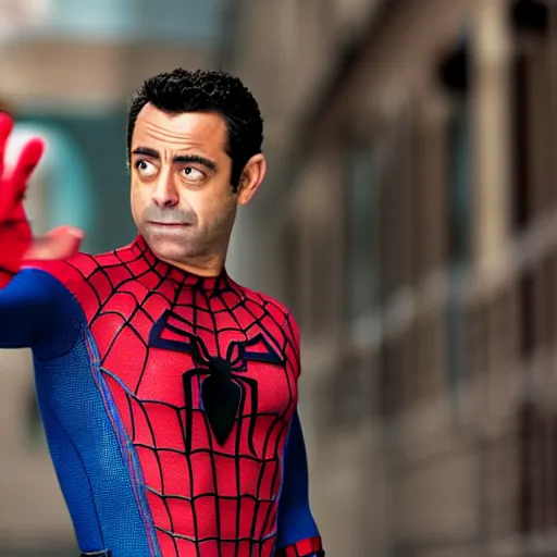 Image similar to still of xavi hernandez as spiderman