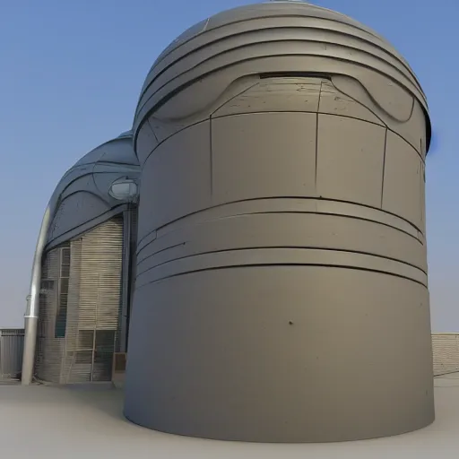 Prompt: 3 d sculpted model of scifi cylindrical bulbous industrial building facade by moebius, mass effect, starship troopers, elysium, prometheus, the expanse, high tech industrial, artstation unreal, unity, maya, houdini, dramatic cinematic lighting