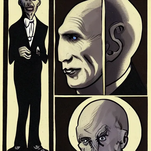 Image similar to Voldemort as a math teacher, mid century style