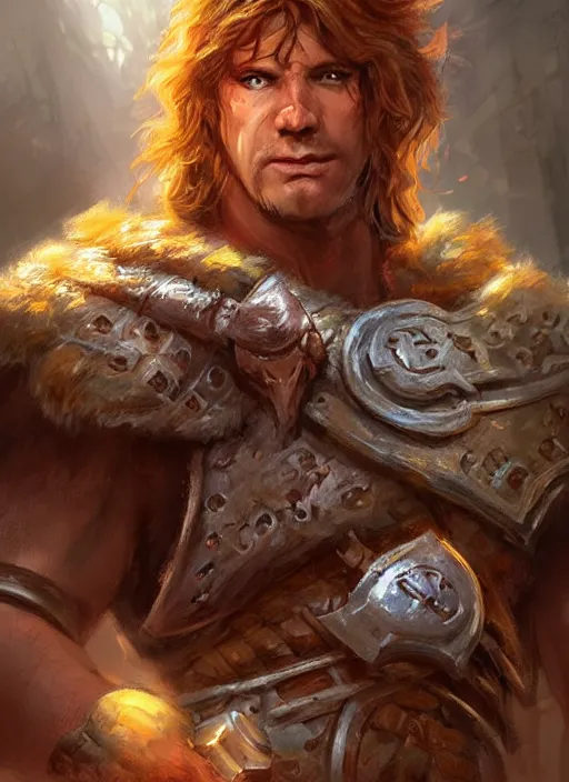 Prompt: short barbarian, ultra detailed fantasy, dndbeyond, bright, colourful, realistic, dnd character portrait, full body, pathfinder, pinterest, art by ralph horsley, dnd, rpg, lotr game design fanart by concept art, behance hd, artstation, deviantart, hdr render in unreal engine 5
