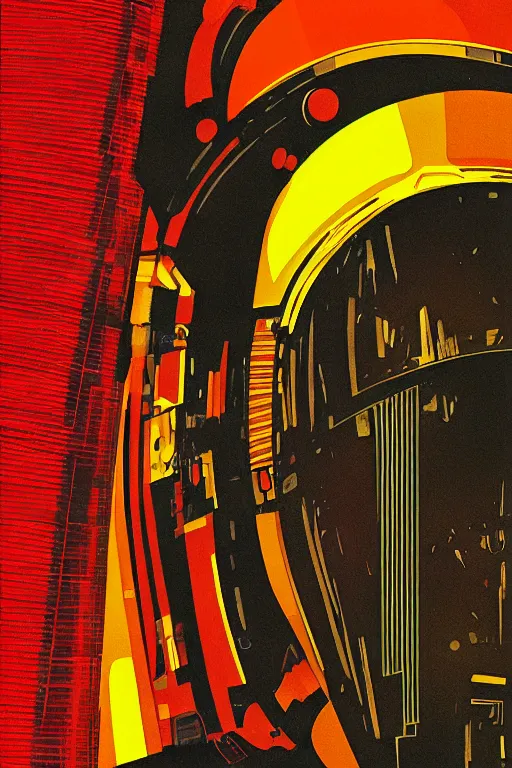 Prompt: poster art, movie poster, retrofuturism, sci - fi, textured, paper texture, 2 0 0 1 : a space odyssey by edward valigursky, red and yellow space suits