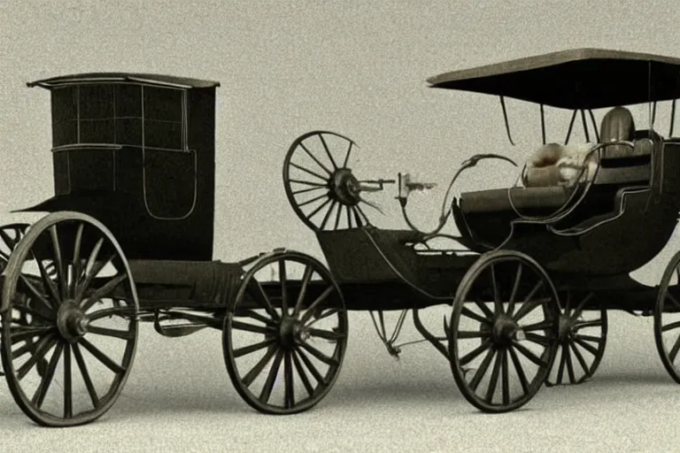 Image similar to still photo of the invention of the first car by karl benz in 1 8 9 3, highly detailed, photorealistic shot, bright studio setting, studio lighting, crisp quality and light reflections, unreal engine 5 quality render