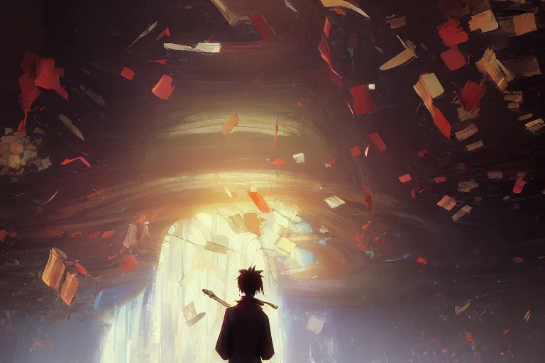 Prompt: baroque oil painting of anime key visual concept art of teacher in giant auditorium, trending on artstation, palette knife and brush strokes, oil on canvas, style of makoto shinkai greg rutkowski studio ghibli