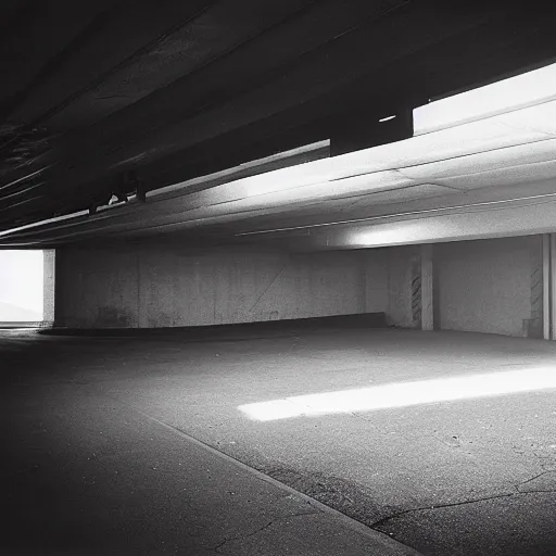 Prompt: 1979 BMW M1, inside of an badly lit 1970s parking garage, ektachrome photograph, volumetric lighting, f8 aperture, cinematic Eastman 5384 film