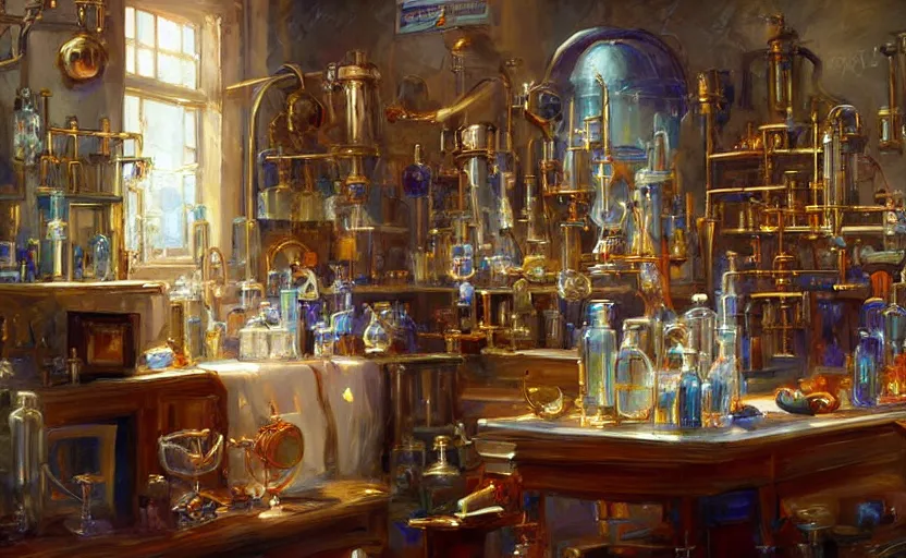 Image similar to Alchemy laboratory. By Konstantin Razumov, highly detailded