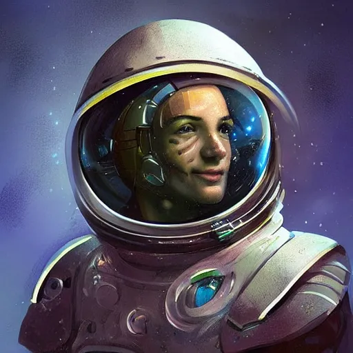 Prompt: “A portrait of a space adventurer with scrap armor, detailed, sci-fi, d&d”