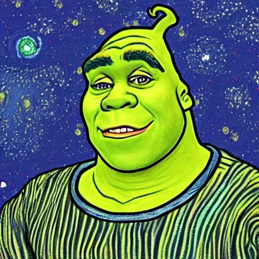 Image similar to shrek in the style of vincent van gogh