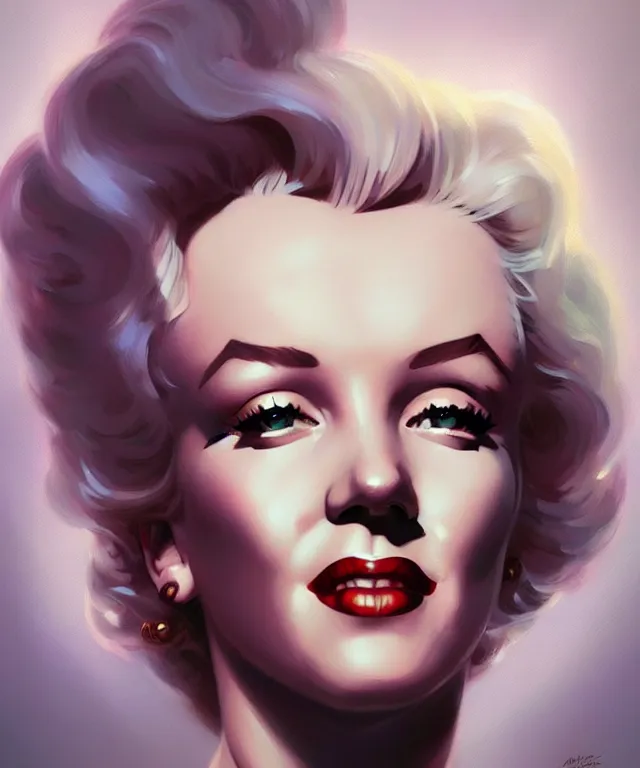 Prompt: Marilyn Monroe portrait, sci-fi face, elegant, highly detailed, digital painting, artstation, concept art, smooth, sharp focus, illustration, art by artgerm and greg rutkowski and alphonse mucha
