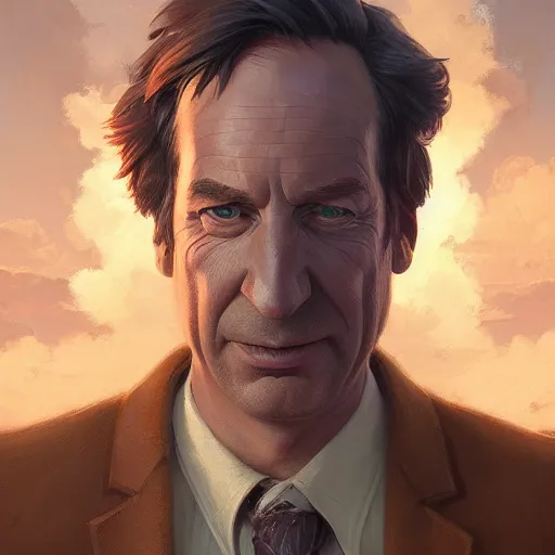 Image similar to highly detailed portrait of saul goodman, unreal engine, fantasy art by greg rutkowski, loish, rhads, ferdinand knab, makoto shinkai and lois van baarle, ilya kuvshinov, rossdraws, tom bagshaw, global illumination, radiant light, detailed and intricate environment