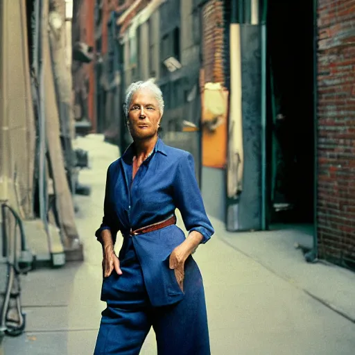 Prompt: portrait of a woman in a smoky new york back street ,by Annie Leibovitz and Steve McCurry, natural light, detailed face, CANON Eos C300, ƒ5.6, 50mm, 8K, medium-format print