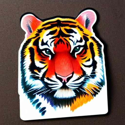 Prompt: A nice colorful tiger sticker