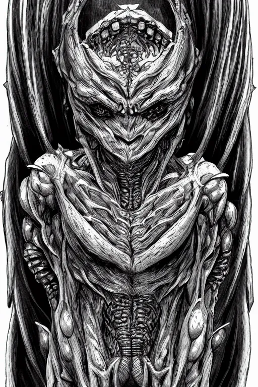 Image similar to pepper humanoid figure monster, symmetrical, highly detailed, digital art, sharp focus, trending on art station, kentaro miura manga art style