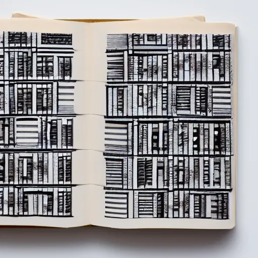 Prompt: photograph of a book made up of building blocks, white background, studio lighting