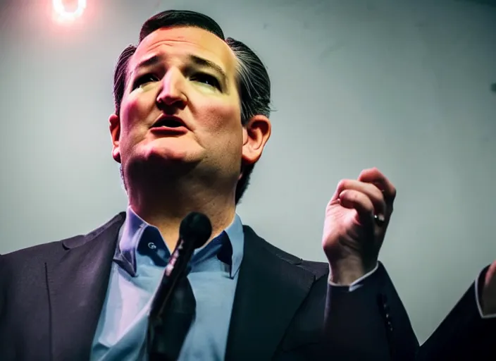 Prompt: publicity photo still of ted cruz as the zodiac killer, 8 k, live concert lighting, mid shot