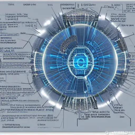 Prompt: the blueprints of a fusion reactor engine, highly detailed