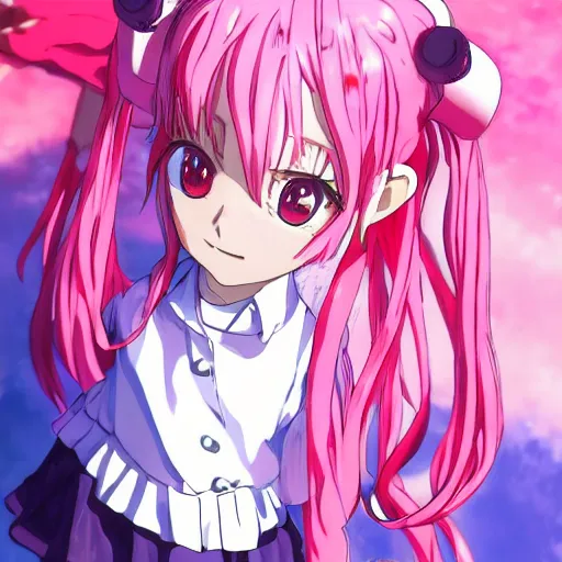 Prompt: Karl Marx as anime girl, wearing dress, cute smile, dancing, art by makoto shinkai, anime art, trending on artstation, pink hair