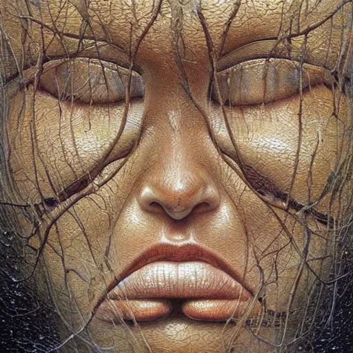 Image similar to Alien planet, hyper-realistic oil painting, Environmental art by Peter Gric, Marco Mazzoni