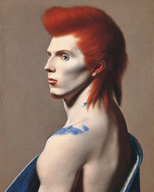 Image similar to a detailed portrait of ziggy stardust by jean auguste dominique ingres