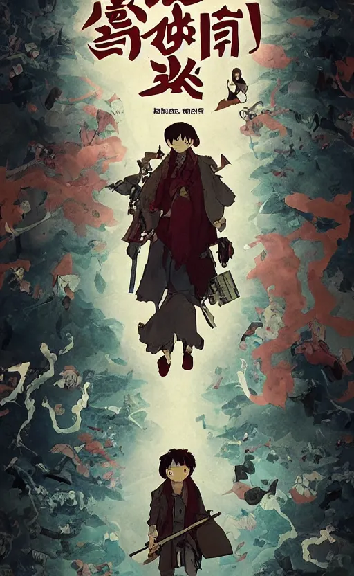 Image similar to poster for a japanese film animation called the 3 minutes to midnight, 8 k, hd, dustin nguyen, akihiko yoshida, greg tocchini, greg rutkowski, cliff chiang