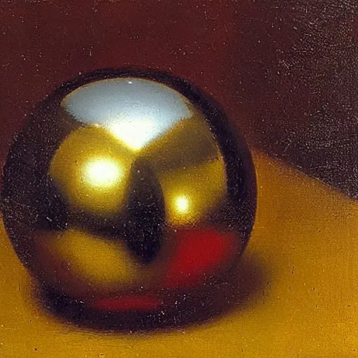 Prompt: chrome spheres on a red cube by jan davidsz de heem