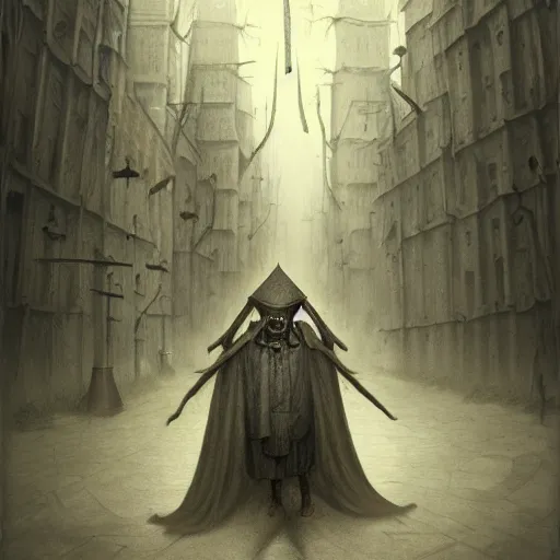 Prompt: an occultist in the style of John Kenn Mortensen, realistic painting, high definition, digital art, matte painting, very detailed, realistic