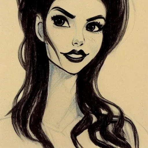 Image similar to milt kahl sketch of victoria justice with tendrils hair style as princess padme from star wars episode 3