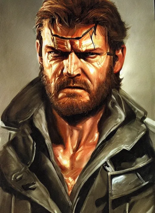 Prompt: punished snake big boss by michelangelo, oil painting, portrait