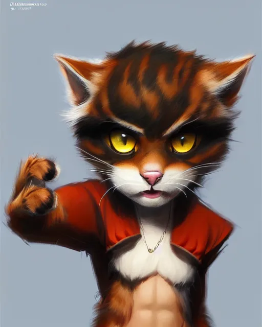 Prompt: character concept art of a young male anthropomorphic furry cat | | cute - fine - face, pretty face, key visual, realistic shaded perfect face, fine details by stanley artgerm lau, wlop, rossdraws, james jean, andrei riabovitchev, marc simonetti, and sakimichan, trending on artstation