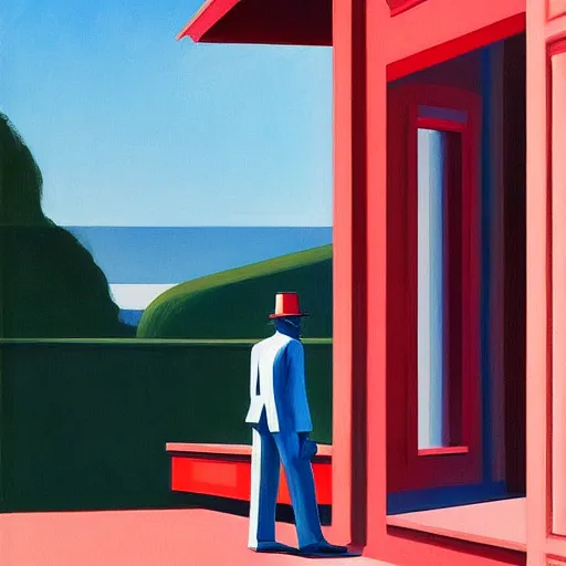 Image similar to painting of an invisible man, by edward hopper and james gilleard