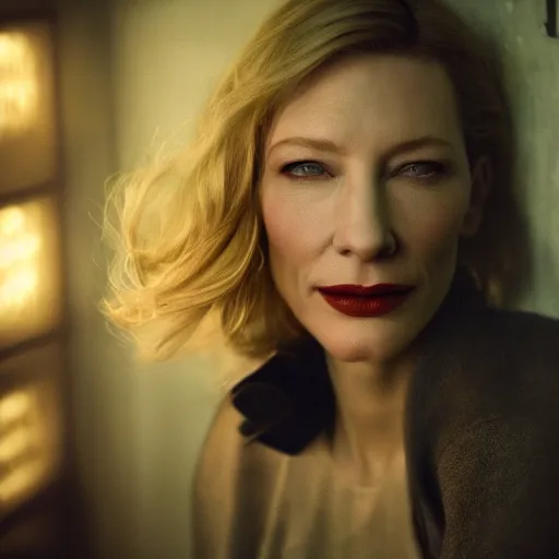 Prompt: Beautiful photography portrait of cate blanchett by Steve McCurry with studio cinematic lighting