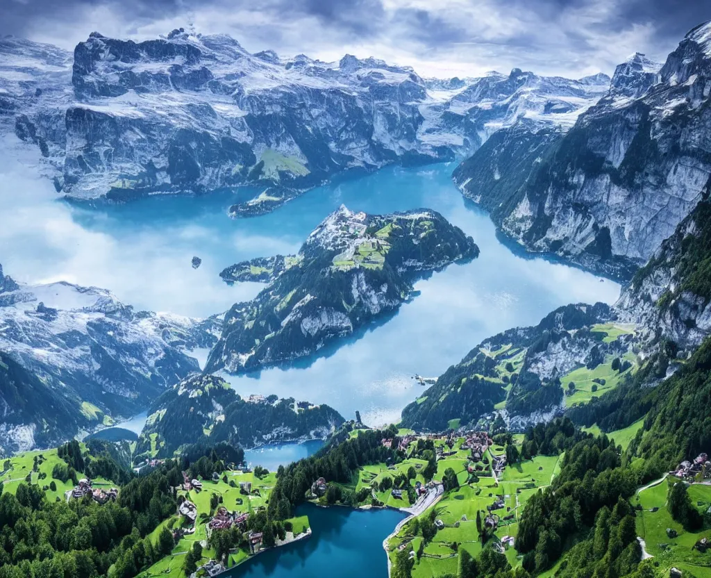 Image similar to Amazing Switzerland Landscape that are out of this world 8k