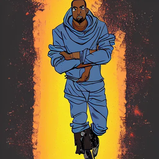 Prompt: portrait of kanye west as a jojo, hd, jojo style, anime art