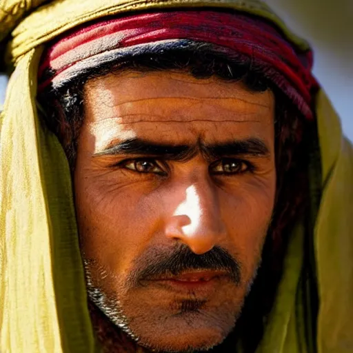 Image similar to Close up of a Kurdish shepherd wearing Kurdish clothes in a movie directed by Christopher Nolan, movie still frame, promotional image, imax 70 mm footage