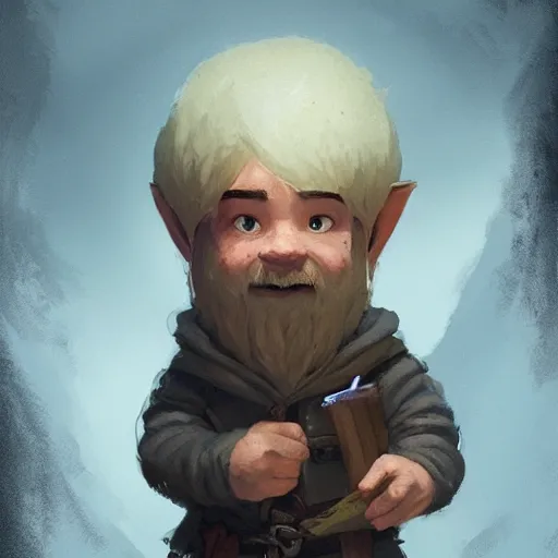 Prompt: Portrait of a young gnome called Eldon, who is a very young wizard that studied at the School of Abjuration, art by argerm and greg rutkowski, trending on artstation.