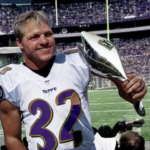 Image similar to chuck clark of the baltimore ravens, holding the lombardi trophy, chuck clark # 3 6