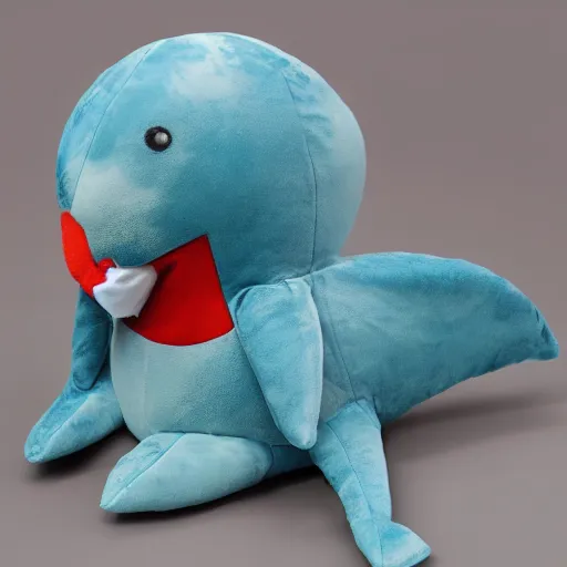 Image similar to a happy dolphin, plush doll, 8k