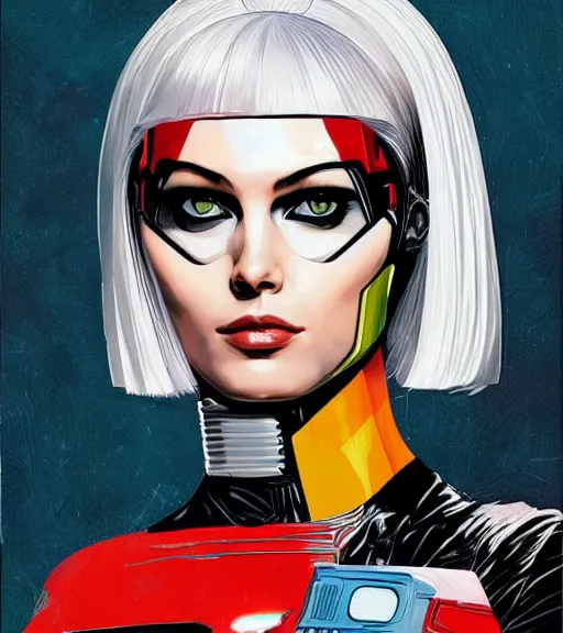 Image similar to portrait of a female android, by MARVEL comics and Sandra Chevrier