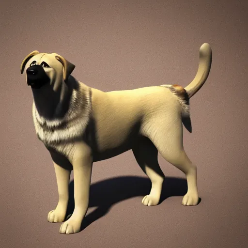 Image similar to 3 d model of a kangal sheppard dog, octane render, raytraced