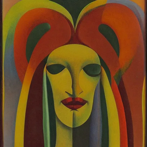 Image similar to floral face portrait by leonetto cappiello and wojciech siudmak and ernst fuchs, anni albers, oil on canvas