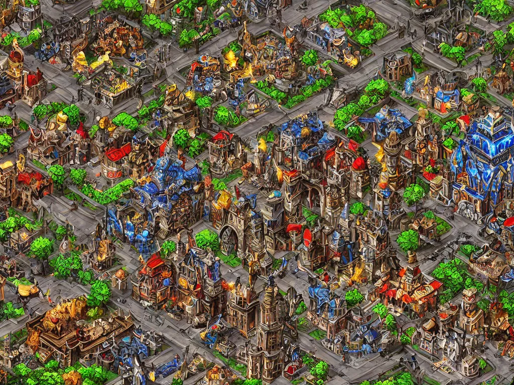 Prompt: reimagined Heroes of Might and Magic 3 evil city scene, ultra detailed game art, isometric, master artist