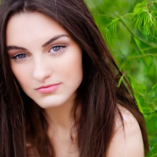 Image similar to face of a young brunette woman with hooknose