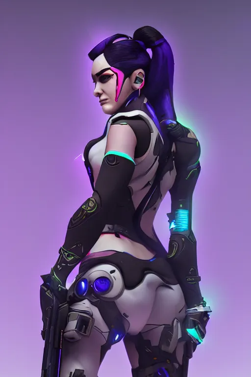 Image similar to widowmaker, overwatch, cyberpunk, digital art, high detailed, artstation, 3 d render