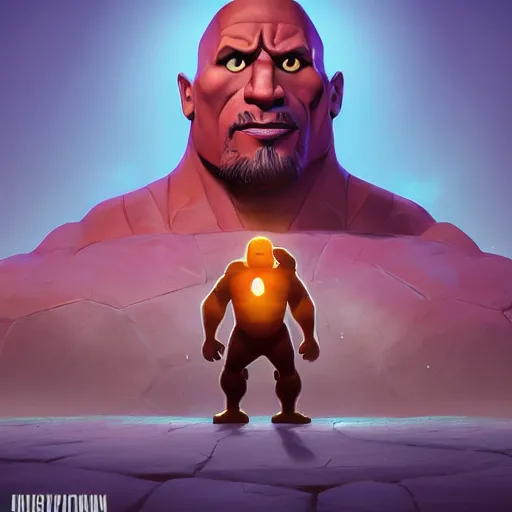 Image similar to Dwayne Johnson as a stone golem, mattepainting concept Blizzard pixar maya engine on stylized background splash comics global illumination lighting artstation lois van baarle, ilya kuvshinov, rossdraws