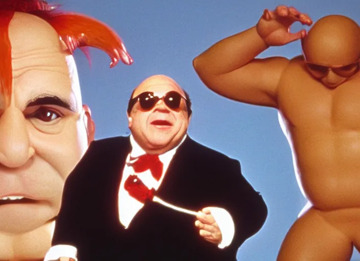 Image similar to film still of Danny Devito as Mini Me from Austin Powers 1999