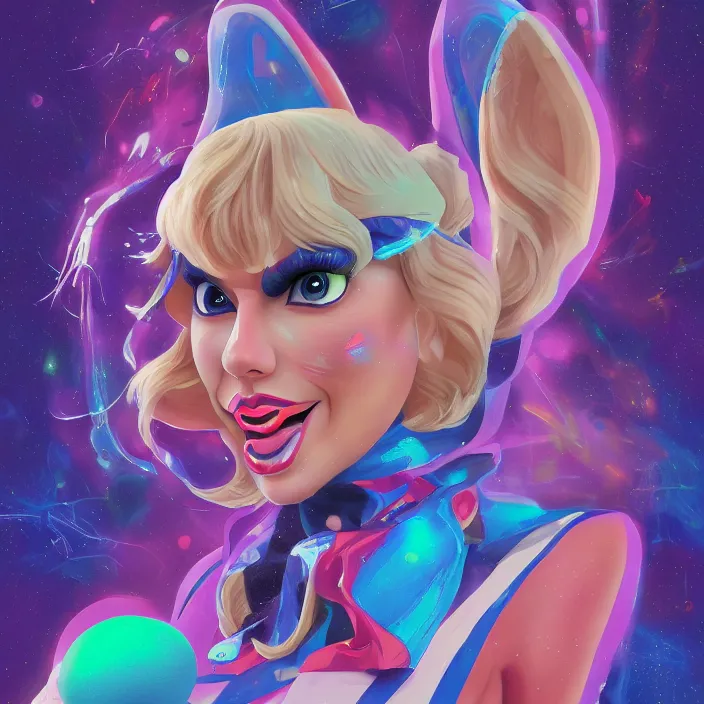 Image similar to portrait of Taylor Swift as Lola Bunny in Space Jam 1996. intricate abstract. intricate artwork. by Tooth Wu, wlop, beeple, dan mumford. octane render, trending on artstation, greg rutkowski very coherent symmetrical artwork. cinematic, hyper realism, high detail, octane render, 8k, iridescent accents